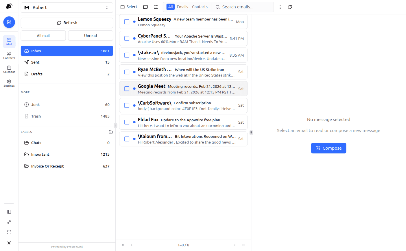 Contact sidebar context